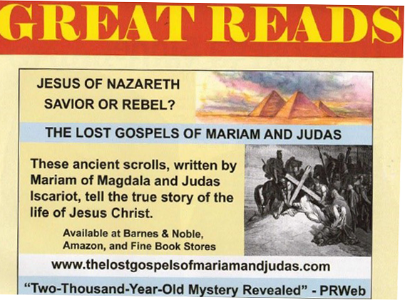 A newspaper ad for the lost gospels of mariam and judas.